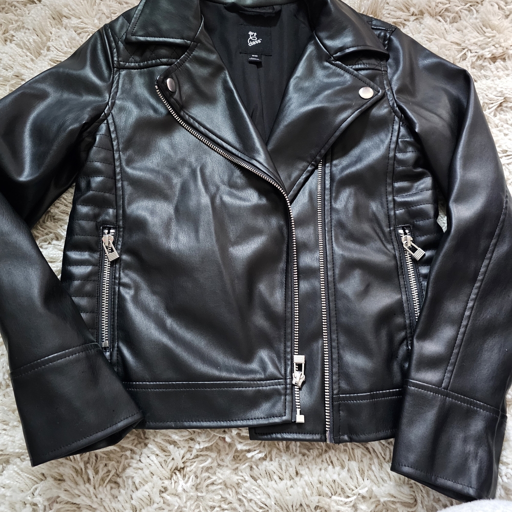 Art Class Shiny Black Leather Jacket